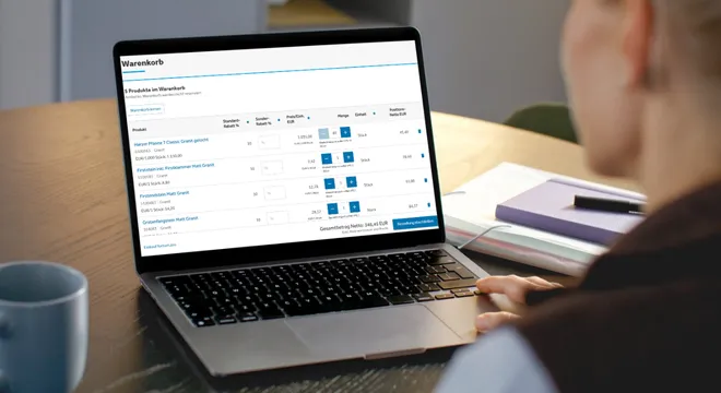 Ansicht des B2B-Shops von BMI auf einem Laptop