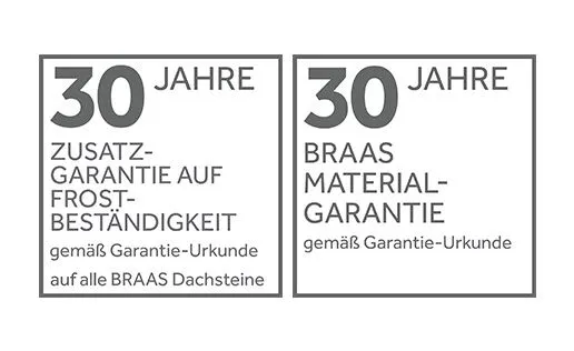 10 - 30 Jahre Dachsteine Braas Funktionsgarantie